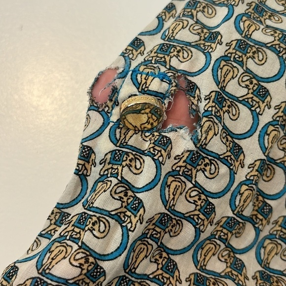 Tory Burch Elephant print blouse tunic size 2 with flaws - Picture 8 of 13